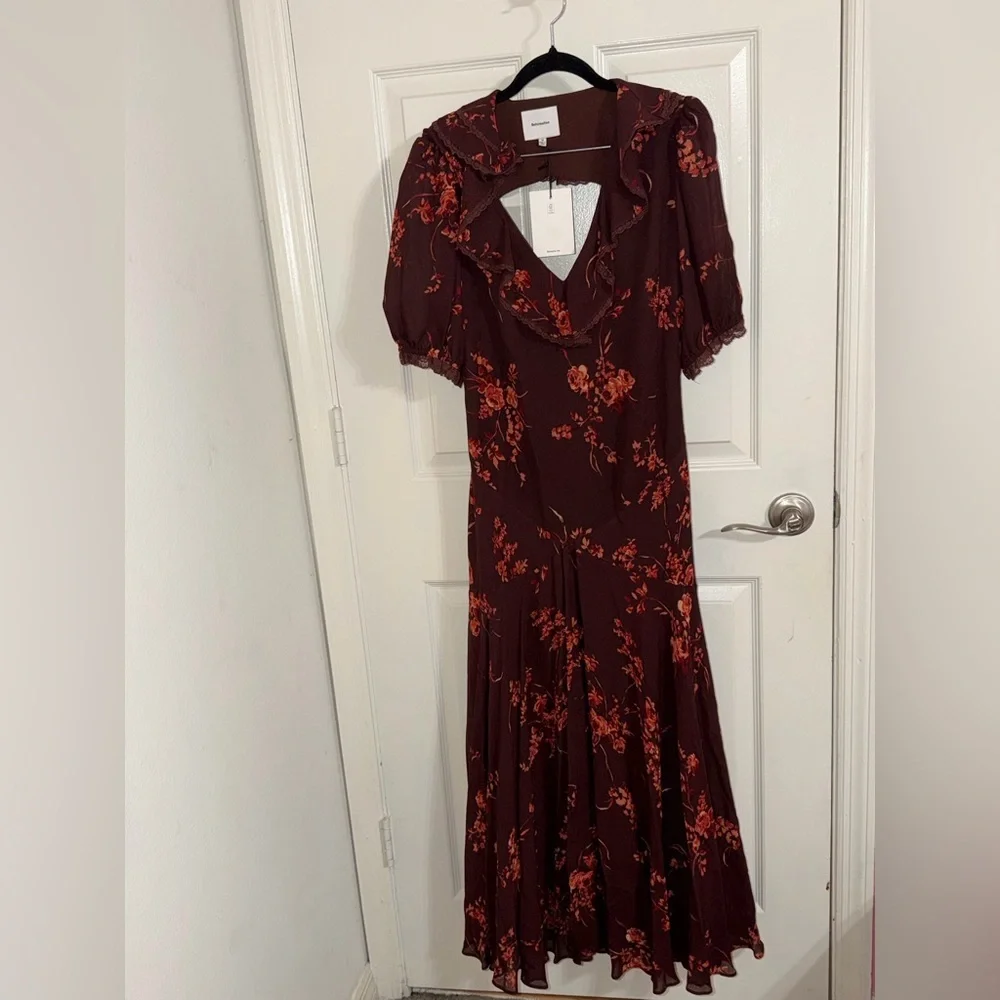 Reformation Brown Floral Midi Dress - Picture 3 of 5